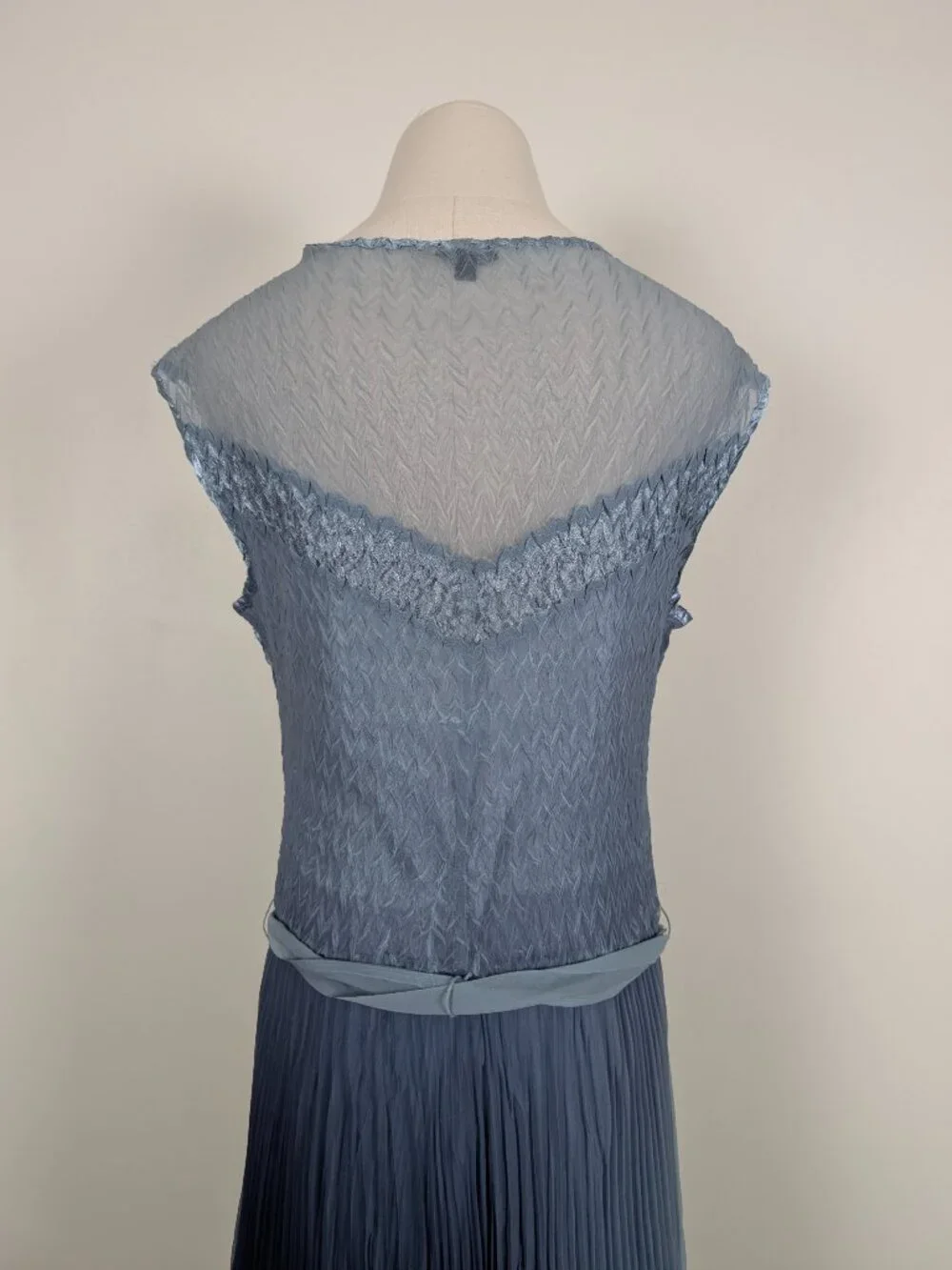Komarov Asymmetrical Silk Midi Dress Size Large Pastel Blue Formal Sheer - Picture 15 of 16